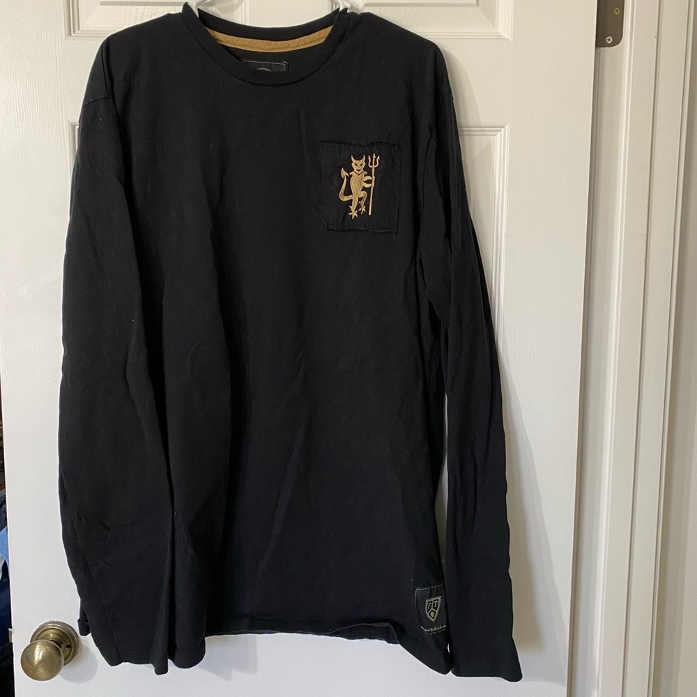 Football Town Devil Away Black Long Sleeve Men's Shirt - size XXL